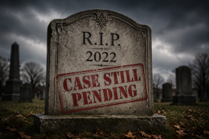 RIP Tombstone with Case still pending stamp